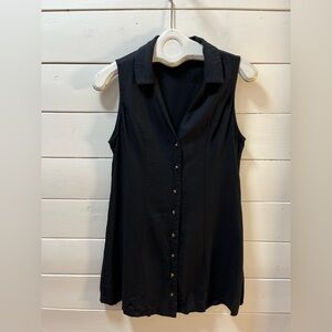 MONTEAU Black Sleeveless Button Front Blouse – Size L